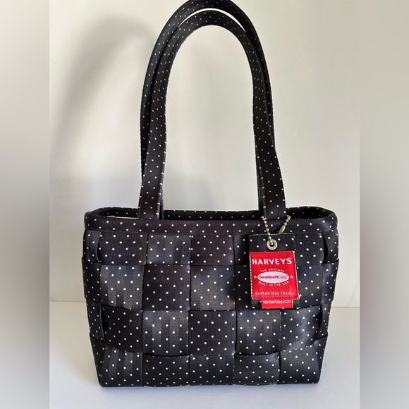 Harveys Seatbelt Black and White  "Dottie" Medium Tote In EXCELLENT Condition! - Picture 1 of 12